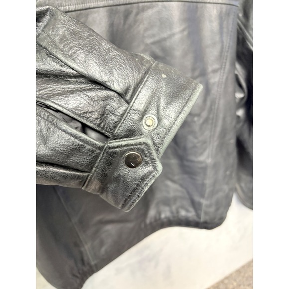 Croft & Barrow Mens Genuine Leather Jacket XLT Black Zip Front Collared Bomber - Picture 9 of 14